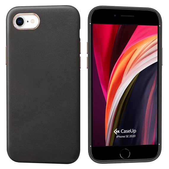 CaseUp Apple iPhone SE 2022 Kılıf Leather Woven Kılıf Siyah 1